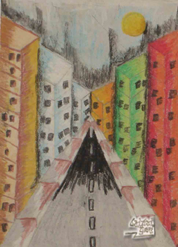 Scenery in a street at night - 1999